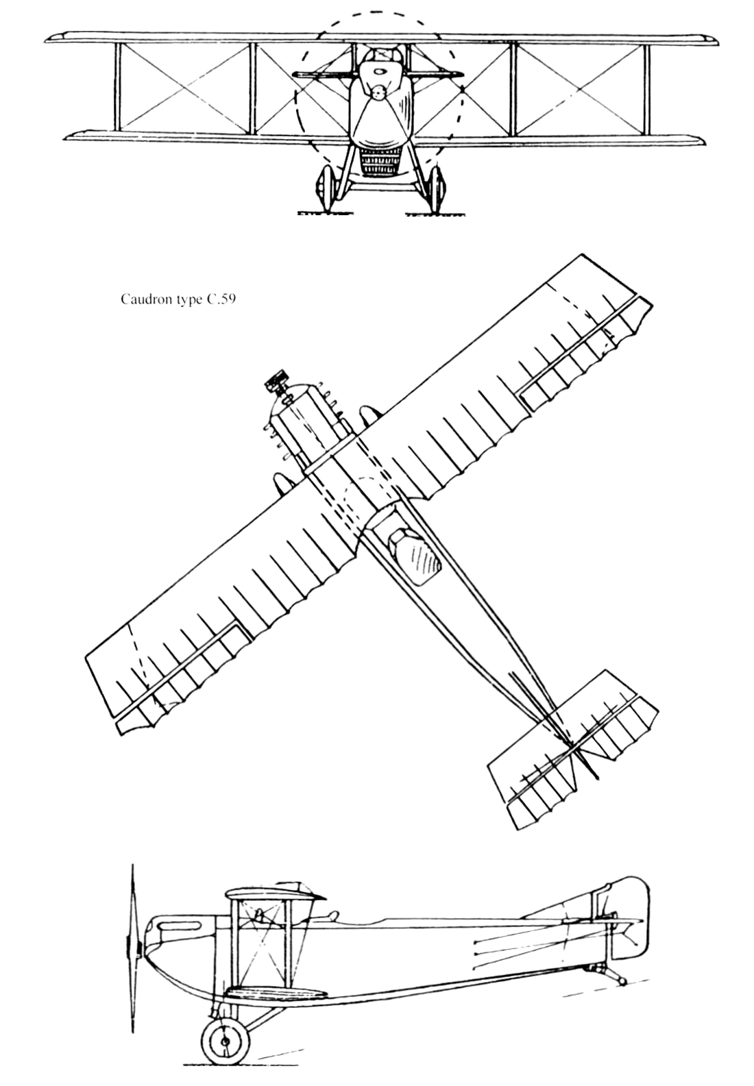 Caudron C.59 avión biplano de entrenamiento